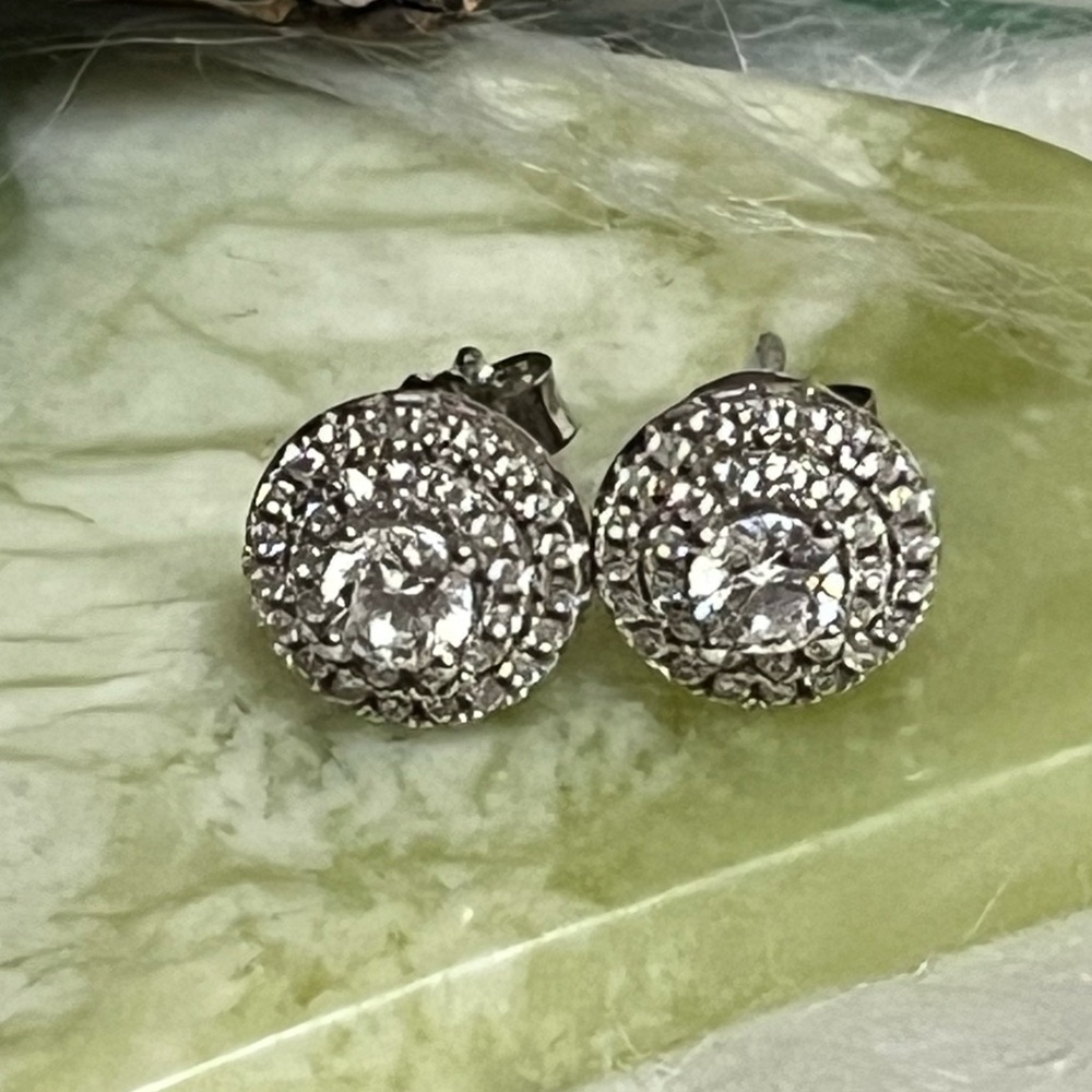 Sterling Silver Classy Glam Stud Earrings